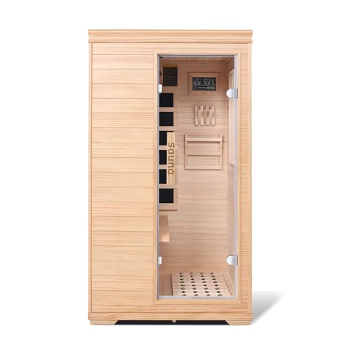 Far Infrared Sauna for 1 Person – 1050W Canadian Hemlock Wood Indoor Sauna with 5 Low‑EMF Heating Panels