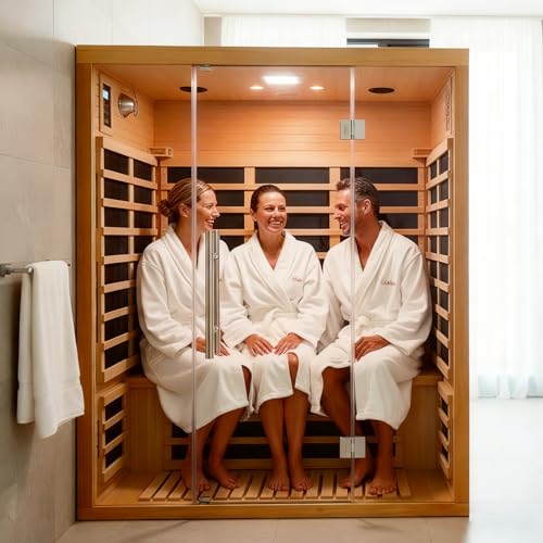 Homsido 2-3 Person Indoor Far Infrared Sauna | Low EMF 11 Carbon Panel | Hemlock Wood Sauna with Bluetooth